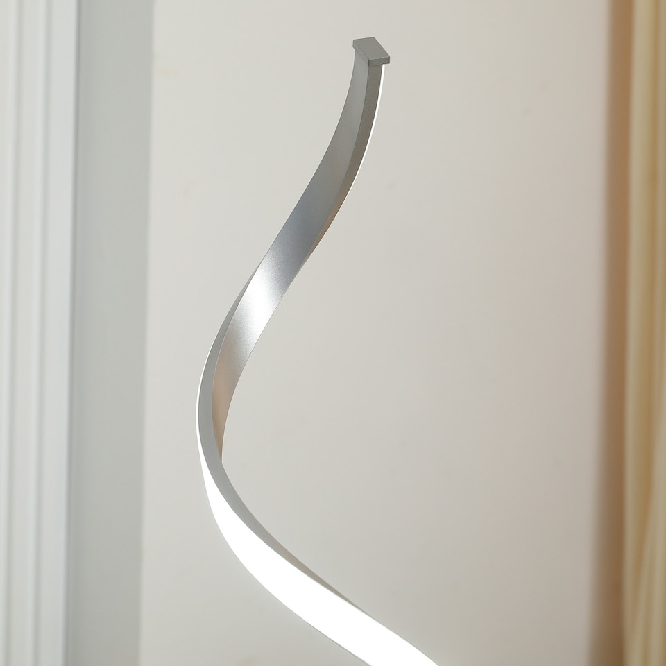 image 1 of HOMCOM Spiral Floor Lamp for Living Room with 3 Adjustable Brightness, Silver
