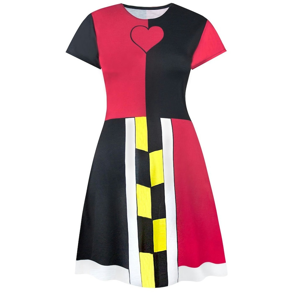 Alice in Wonderland Womens/Ladies Queen of Hearts Costume Dress - Red/Black - M | Multi | M