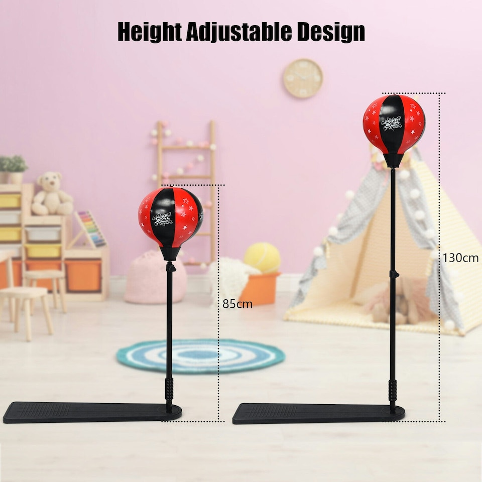 image 1 of COSTWAY Freestanding Height Adjustable Kids Punching Bag Red