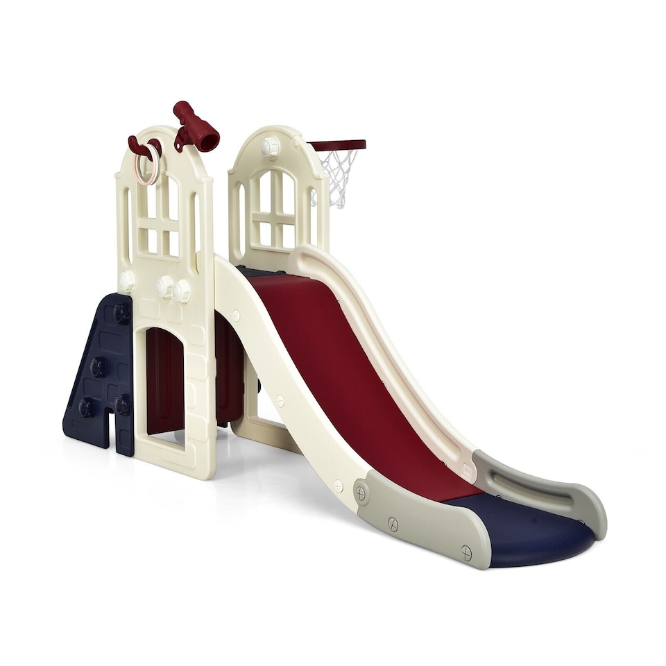 image 1 of COSTWAY 6-In-1 Kids Large Slipping Slide Toddlers Climber Slide Playset Playground