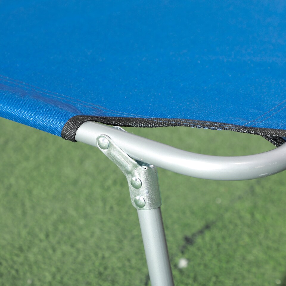 image 1 of Outsunny Folding Sun Lounger Set of 2 w/ Sunshade Adjustable Backrest Blue