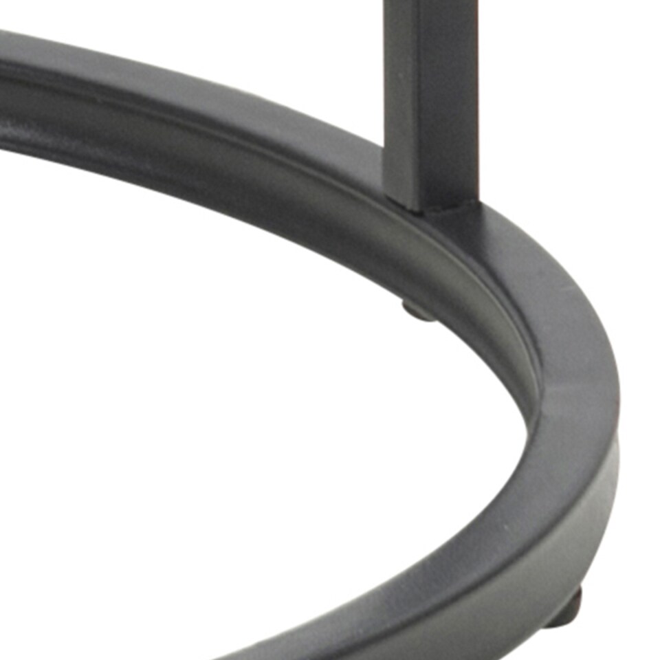 image 1 of Seaford Black Metal Small Round Side Table with Oak Top