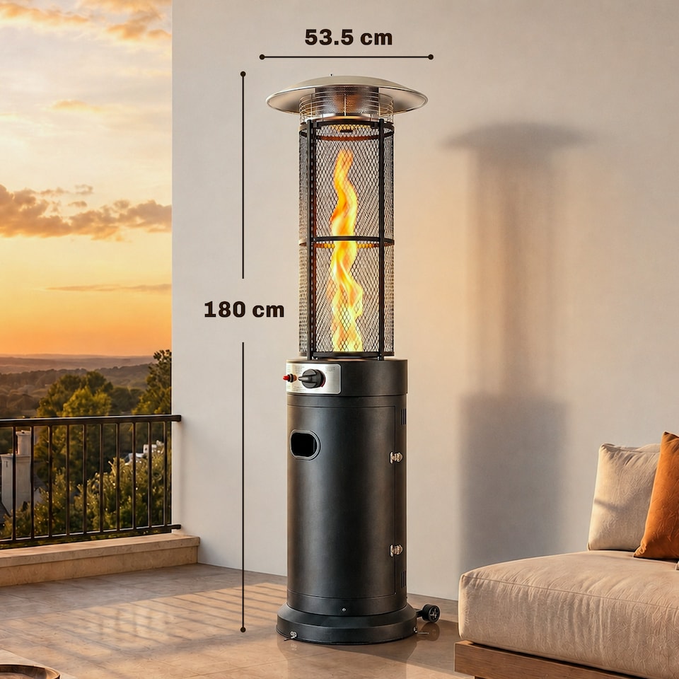 image 1 of Outsunny 11 KW Patio Heater, Propane Heater with Tip-Over Switch, Black | Black | Black
