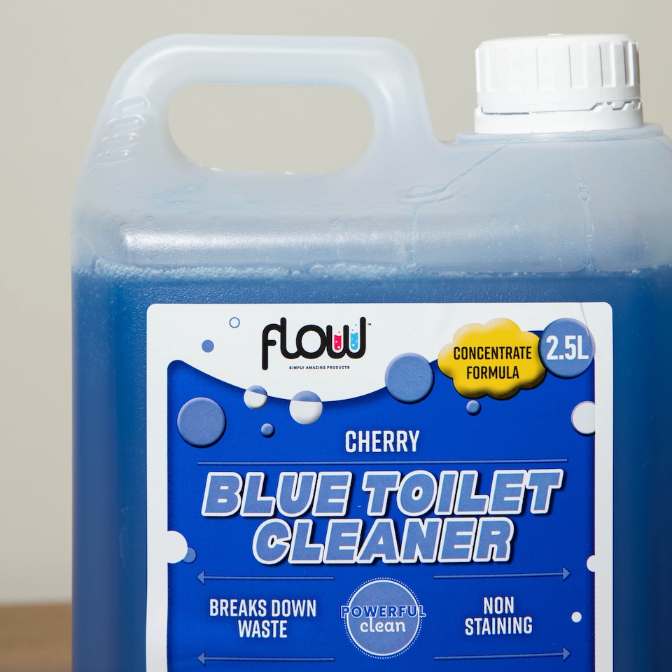 image 1 of 2.5 Litres Cherry Blue Toilet Waste Tank Cleaning Rinse Concentrate Fluid