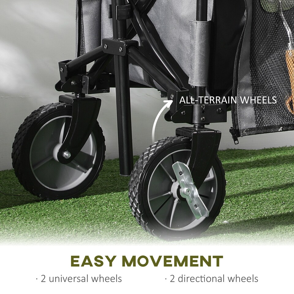 image 1 of Outsunny Folding Wagon Garden Cart Collapsible Camping Trolley for Outdoor