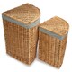 image 1 of Set of 2 Light Steamed Wicker Corner Linen Basket with Grey Sage Lining Grey | Grey