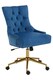 image 2 of Interiors by Premier Luxury Blue Velvet Home Office Chair, Comfortable Blue Office Desk Chair with Gold Base, Modern Chair