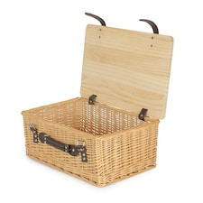 Buff Willow Empty Picnic Basket with Pinewood Lid | Brown | L