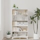 image 3 of Wide Shelf Tier Wooden Bookcase Shelving Modern Open Display Storage Cabinet | White | White 5 Tier Wide | 1