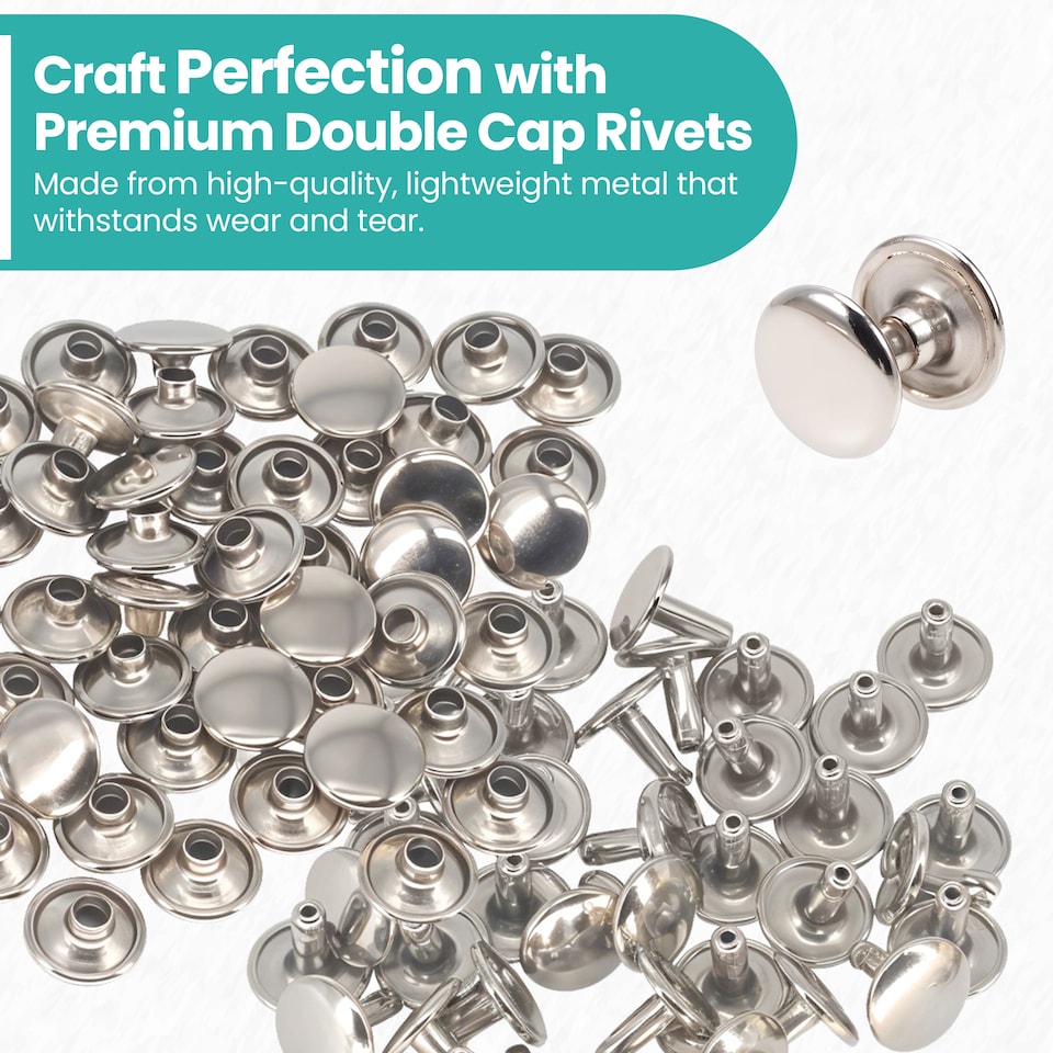 image 1 of 5mm Silver Double Cap Brass Rivets Metal Studs ,DIY Projects - 100Pcs