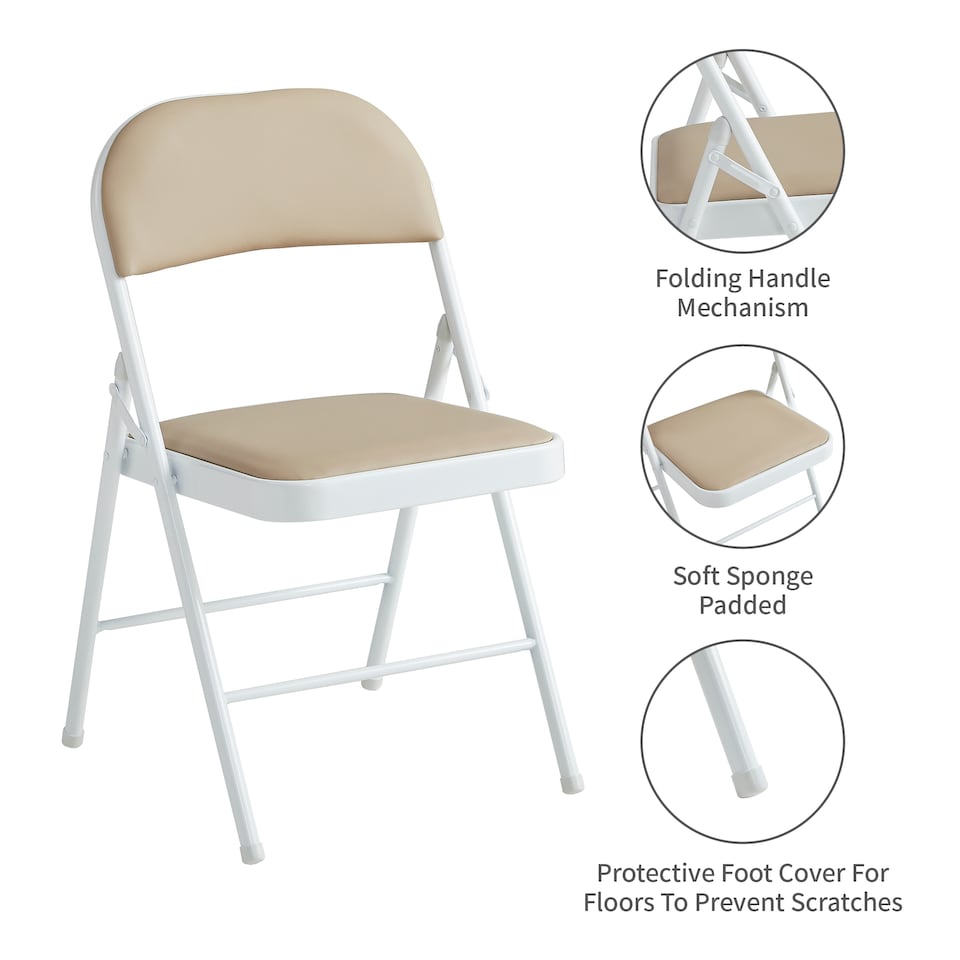 image 1 of Set of 6 Folding Dining Chairs with Metal Frame and Padded Seats