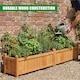 image 3 of GEEZY Wooden Rectangular Garden Flower Planters Brown Set of 2