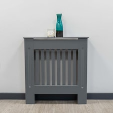 JSH Radiator Cover Vertical Grey Slat Wood MDF - Small - 78cm (W) x 81.5cm (H) x 19cm (D) | Grey