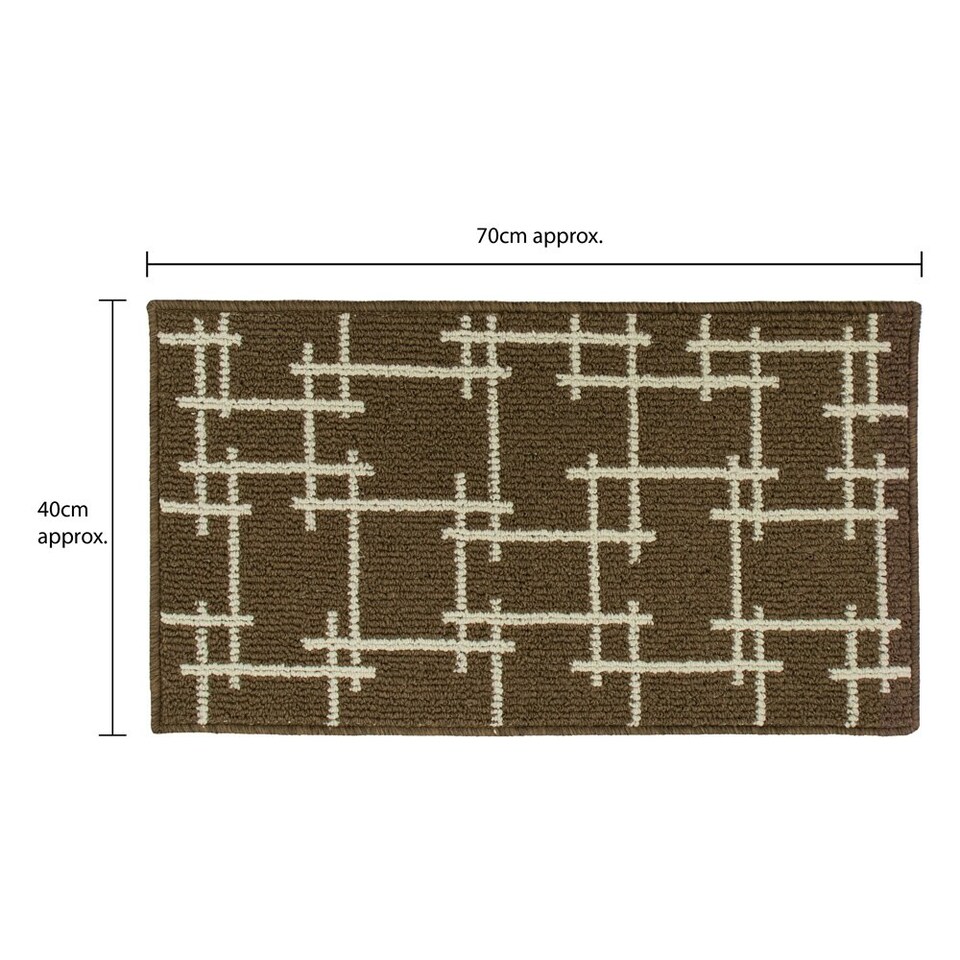 image 1 of JVL Vector Indoor Machine Washable Doormat 40x70cm, Brown
