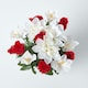image 6 of Homescapes Set of 2 Red & White Roses & Lilies Artificial Flowers in Grave Vases