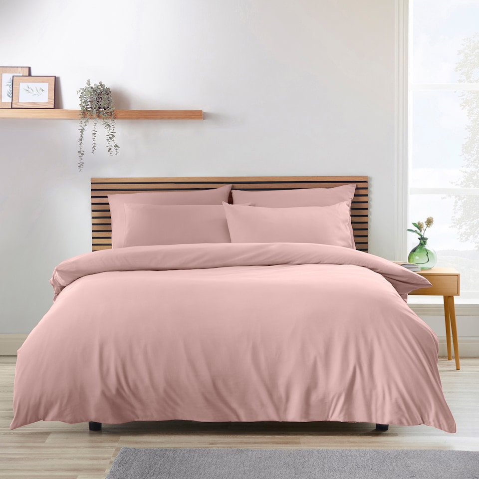 image 1 of Catherine Lansfield So Soft Non-Iron Duvet Cover Set | Pink | Blush Pink | Super King