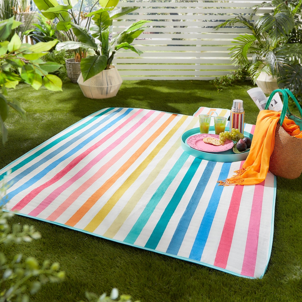 image 1 of Fusion Carlson Stripe Picnic Blanket Multi