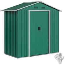 Outsunny 6.5 x 3.5ft Metal Garden Shed, Outdoor Storage Shed for Tool Organization with Double Sliding Doors and 4 Vents for Garden, Patio, Green