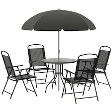 Outsunny 6PC Garden Dining Set Outdoor Furniture Folding Chairs Table