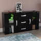 image 5 of Vida Designs Astro 2 Door 3 Drawer LED Sideboard Buffet Cabinet Storage, Black | Black | 1