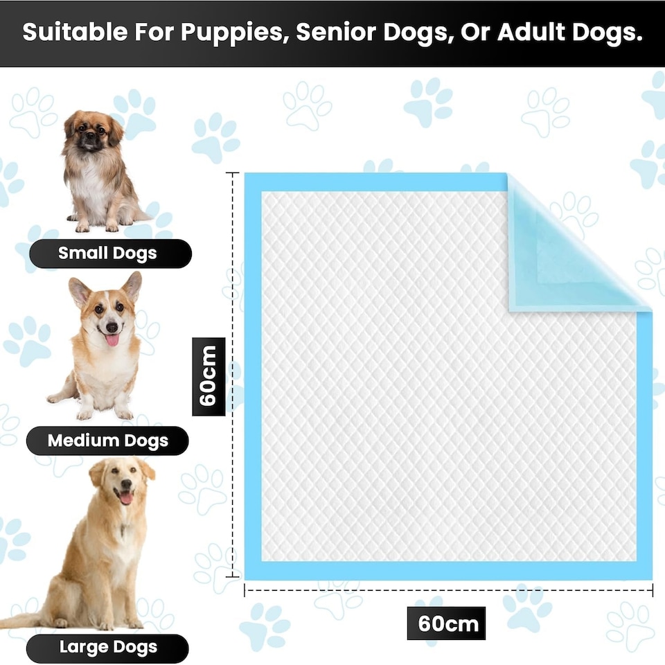 image 1 of MantraRaj Puppy Pads Super Absorbent Puppy Training Pads Dog Toilet Training Pads (Large 60cm x 60cm) Pack of 50