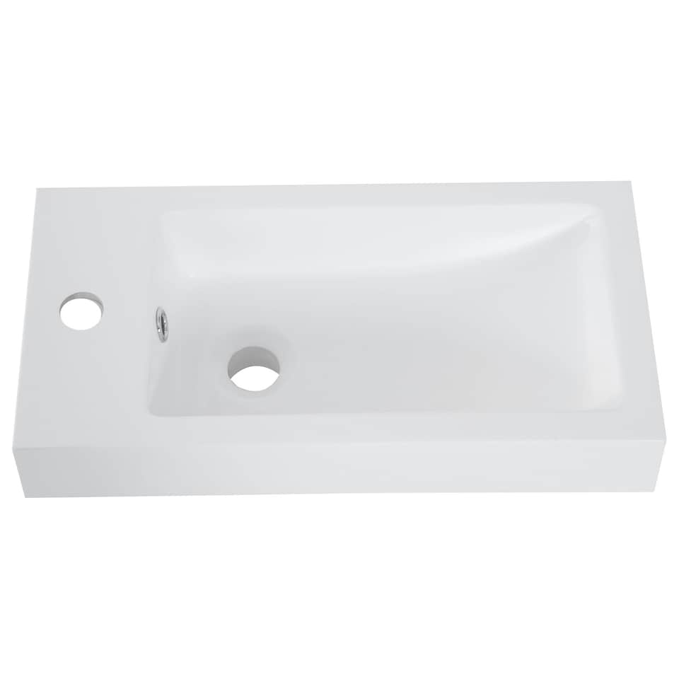 image 1 of kleankin Bathroom Wash Basin Vanity With Ceramic Sink Base Cabinet Two Doors