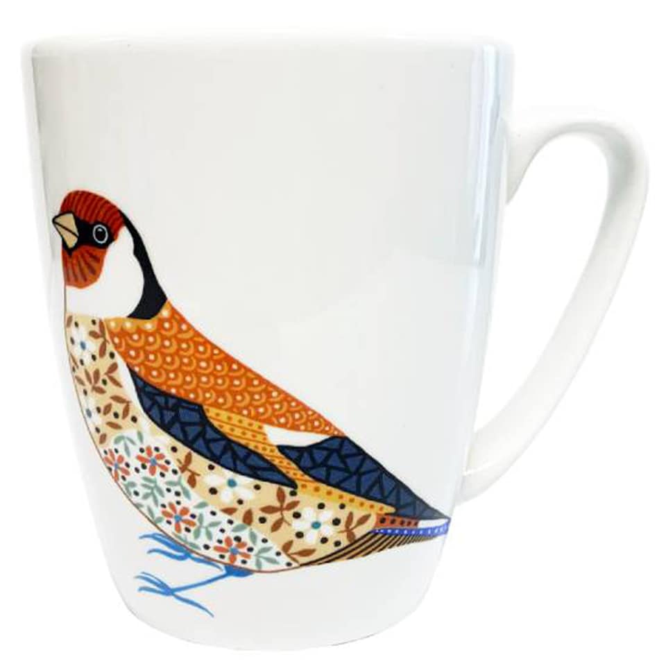 image 1 of Queens Paradise Birds Goldfinch Fine China 400ml Oak Mug | Multi | 1