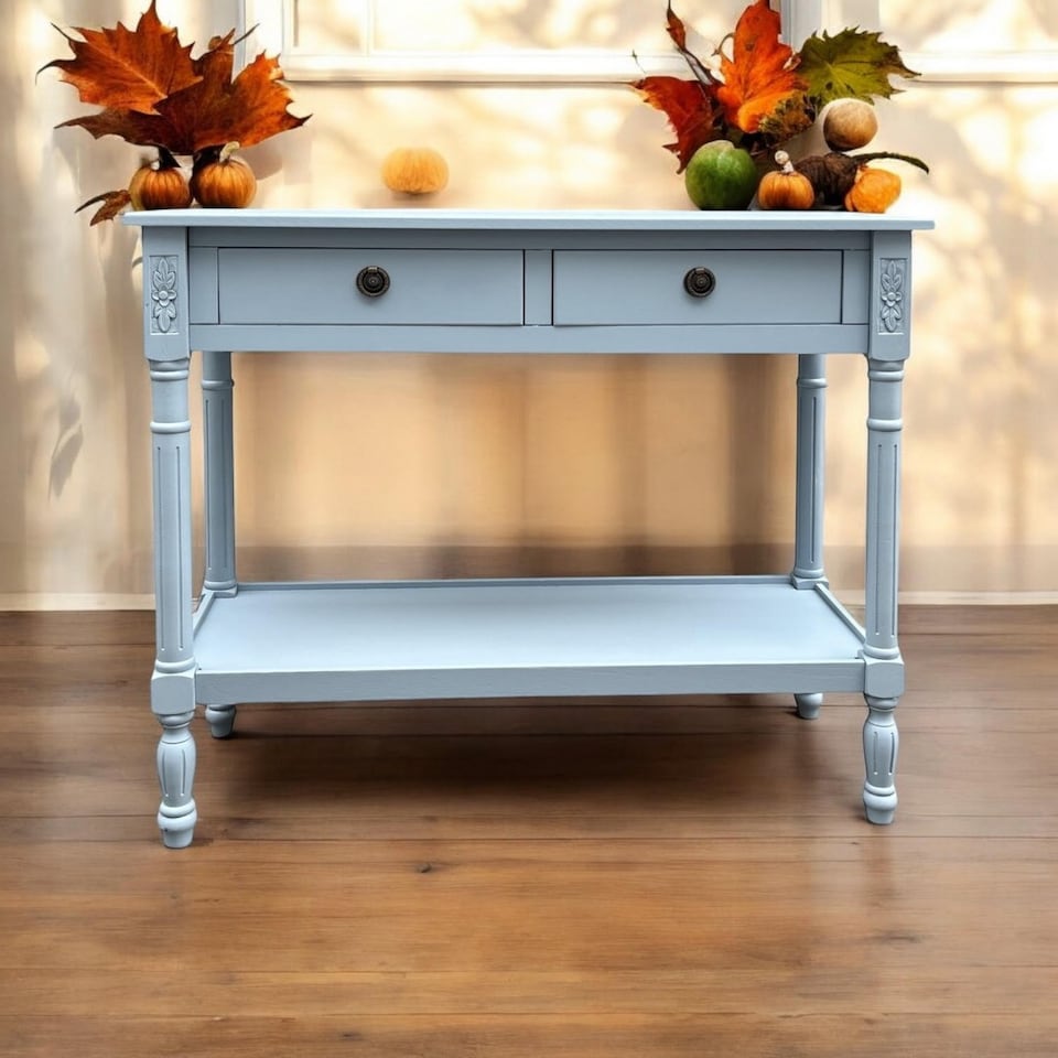 image 1 of 2 Drawers Side Table - L35 x W78 x H90 cm - Light Blue