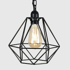 ValueLights Industrial Satin Black Wall Ceiling Light Fitting With Black Metal Cage Shade