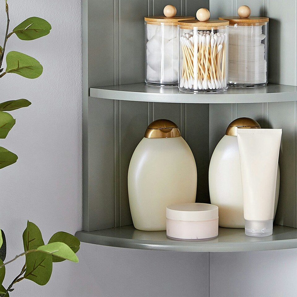 image 1 of VonHaus Shrewsbury Grey Bathroom 3 Tier Corner Shelf