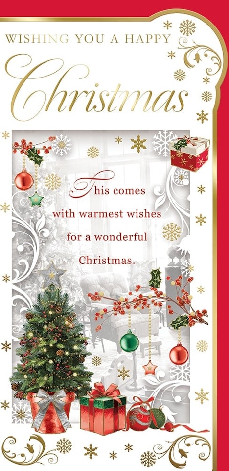 image 1 of Box of 20 Christmas Tree Design Luxury Slim Greetings Cards With Envelopes
