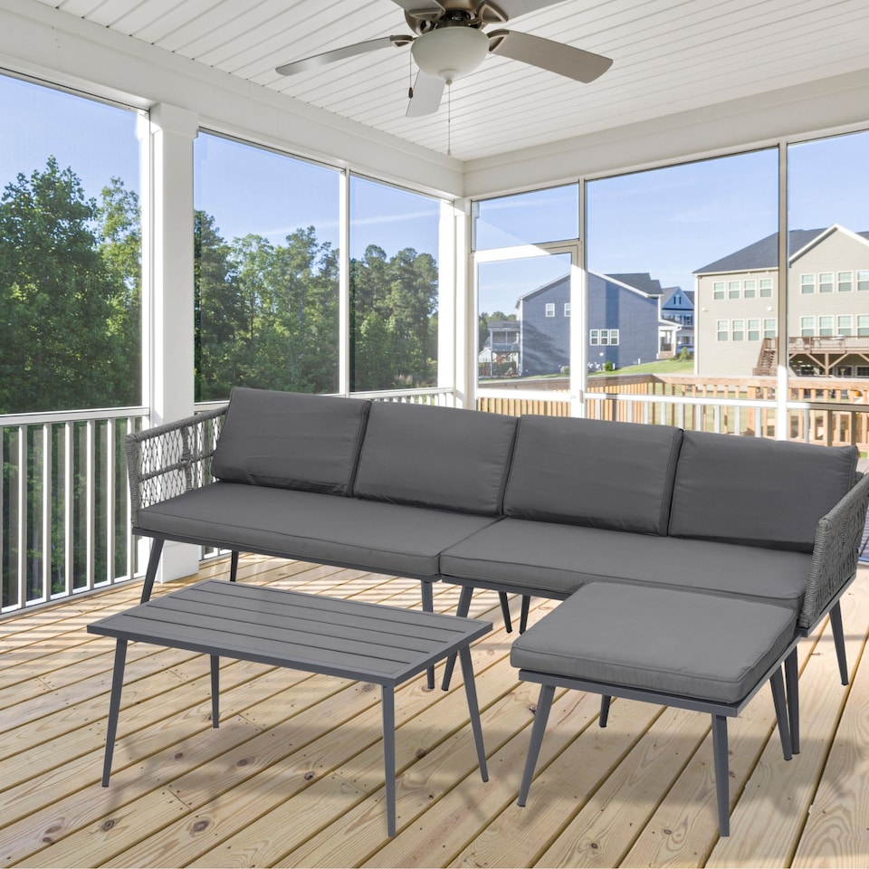 image 1 of Groundlevel The Hamilton 4 Piece Outdoor Furniture Set Outdoor Patio Sofa And Table