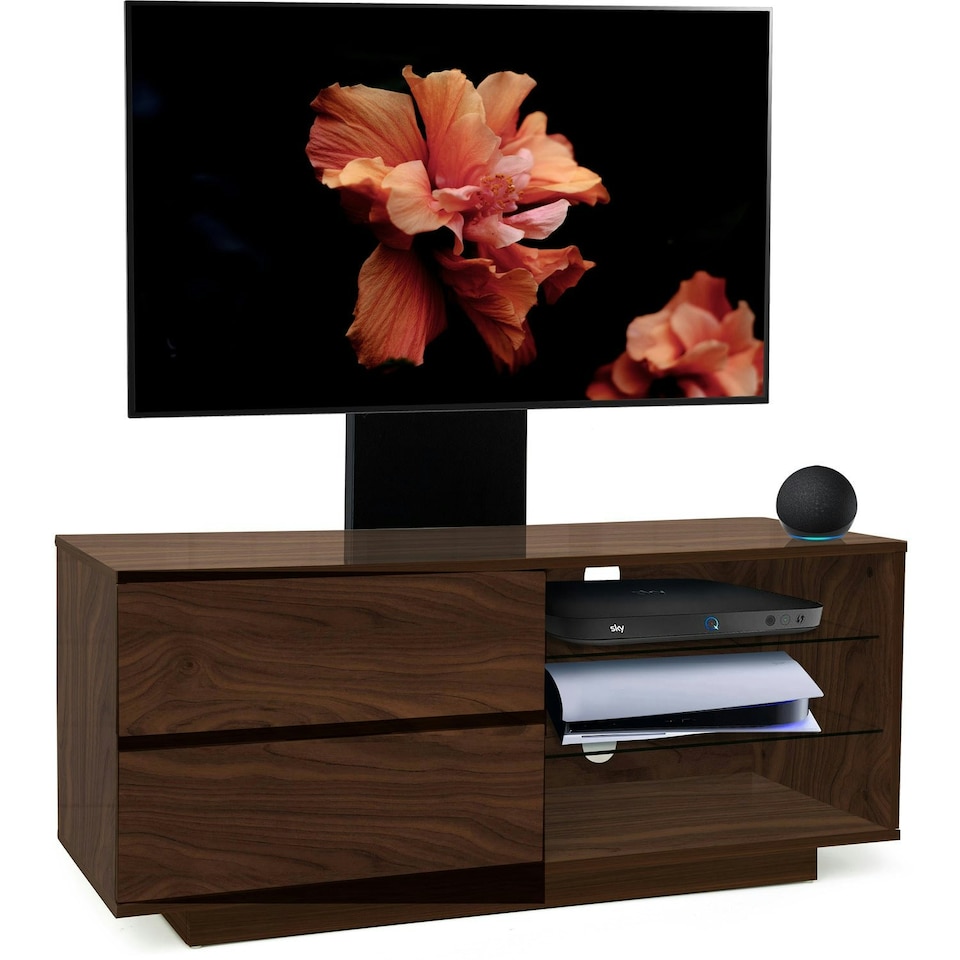 image 1 of Centurion Supports Gallus Walnut with 2-Walnut Drawers and 3-Shelf 32"-55" LED/LCD/Plasma Cabinet TV Stand with Mounting Arm | Multi | 1