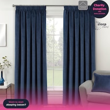 Luxury Enhanced Living Navy Velvet, Supersoft, Blackout, Thermal Curtains with Tape Top (PAIR) - 66 x 54 inch (168x137cm)