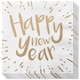image 1 of Happy New Year White and Gold Biodegradable Luncheon Napkins 33cm 3 Ply - Pack of 20