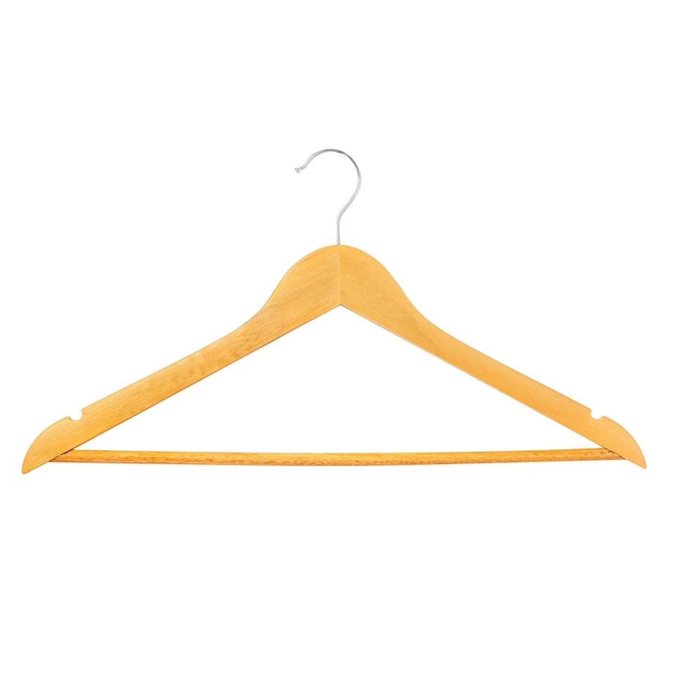 image 1 of Harbour Housewares Wooden Coat Hangers - Natural - Pack of 30