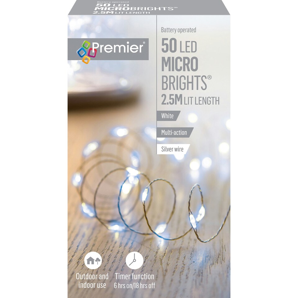 image 1 of Premier MicroBrights Lights 50 LED White 2.5m