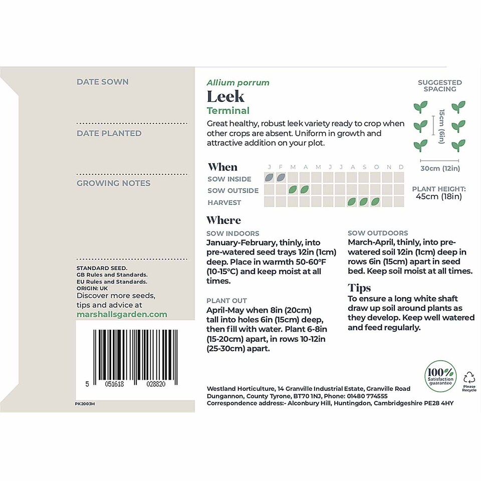 image 1 of Marshalls Garden Leek Seeds 'Terminal' Early Variety 300 Seeds