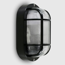 ValueLights Carnforth Bulkhead light Matte Black Bulkhead Light and E27 Candle LED 4W Warm White 3000K Bulb Black