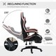 image 4 of Vinsetto Computer Gaming Chair, PU Leather Office Desk Chair with Footrest, Swivel Wheels, 135  Reclining Back, Lumbar Support, Headrest for Home, Black and Pink | Black | Black