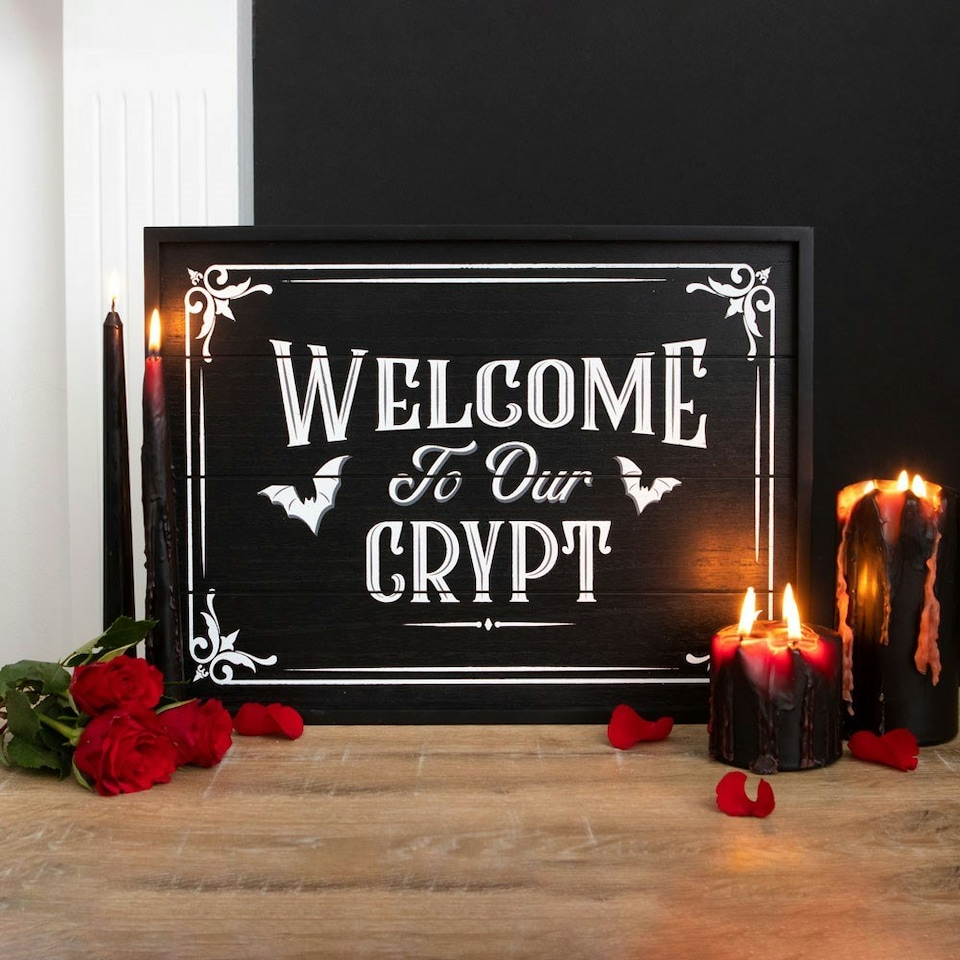 image 1 of Something Different Welcome To Our Crypt MDF Plaque - Black - One Size