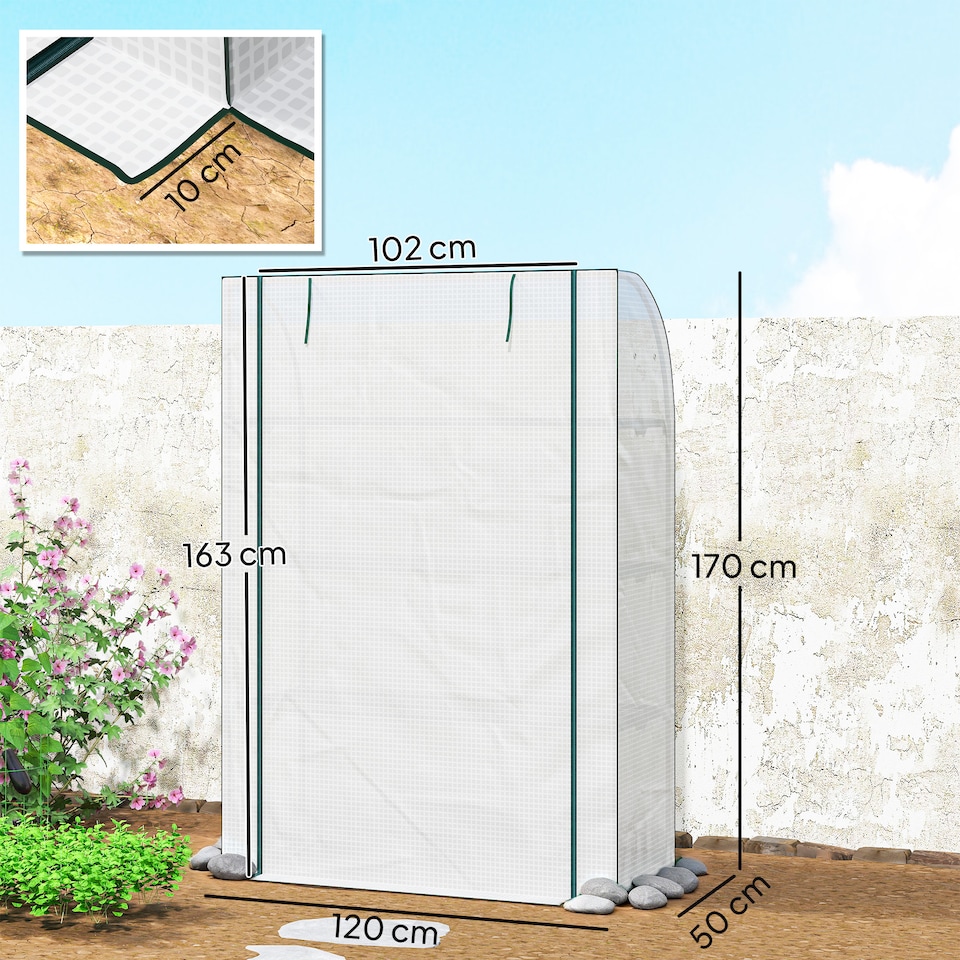 image 1 of Outsunny Mini Greenhouse Indoor Outdoor Green House with PE Cover, White | White | White