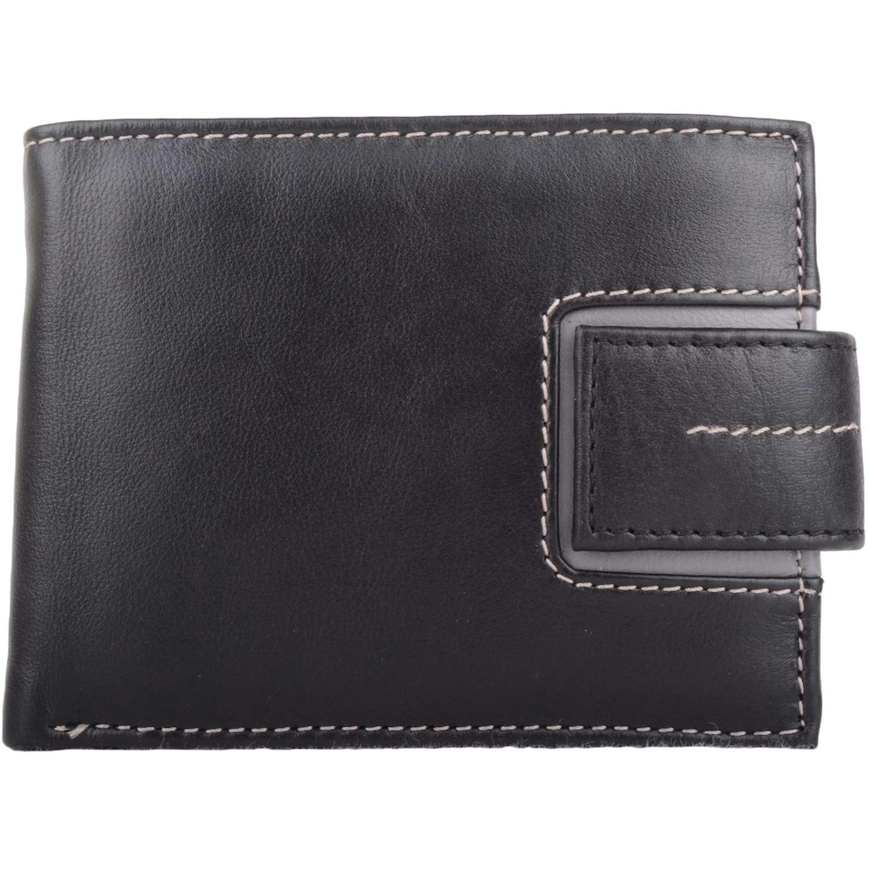 image 1 of Soft Leather Tri-Fold Money / Credit Card Holder / Wallet Black