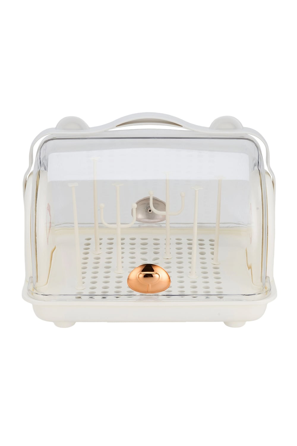 Living and Home Baby Bottle Drying Rack Storage Box with Dual Flip-Up Covers | Grey