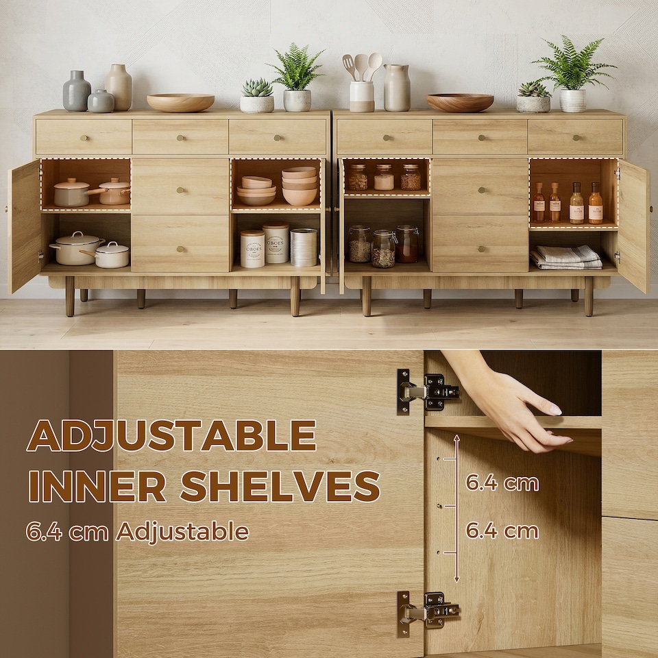 image 1 of HOMCOM Sideboard Soft Close Doors Wood Legs Walnut
