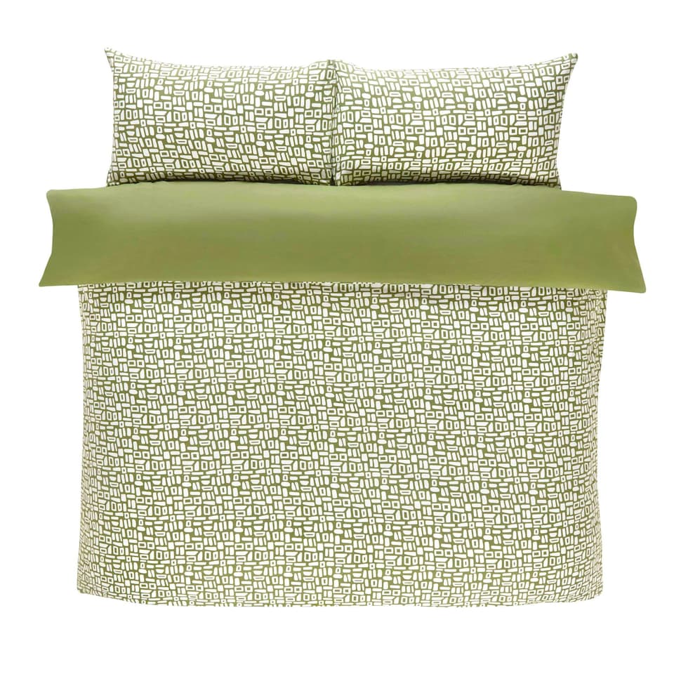 image 1 of Pebbles Polyester Duvet Cover Set with Pillowcase Green | King