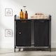 image 8 of Laundry Sorter with 2 Removable Liner Bags, Pull-Out Hampers and Storage Shelf, Rustic Brown and Ink Black