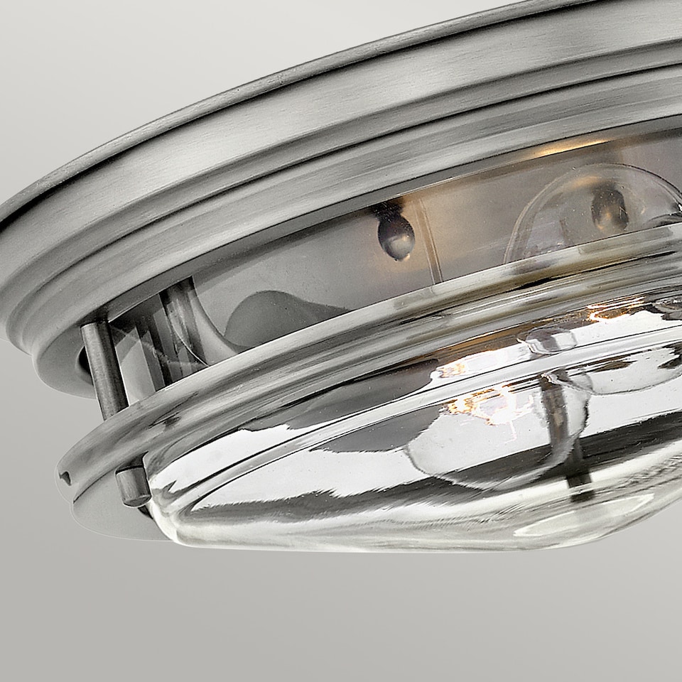 image 1 of Hinkley Hadrian 2 Light Flush Mount Antique Nickel with Glass IP44