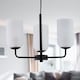 image 4 of Victoria - Black 3 Arm Ceiling Pendant with Frosted Glass Shade | Black | White | 1