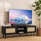 image 9 of Modern Black Rattan TV Stand Cabinet with Two Cupboards and Shelves TV Unit - W150 x D40 x H52cm
